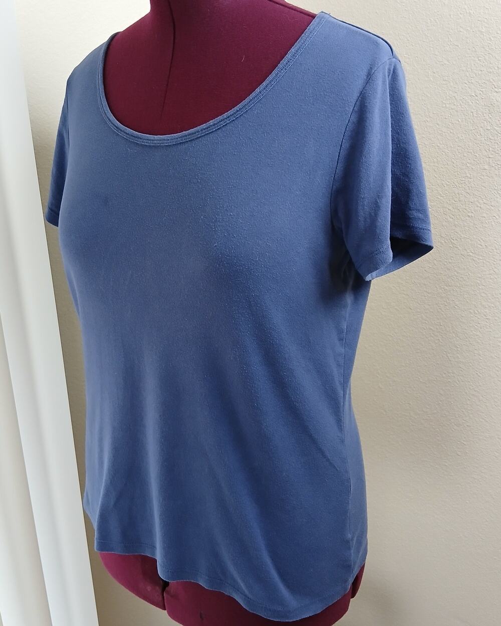 Attention Dark Blue Scoop Neck Tee XL repaired cotton women's t-shirt short slv